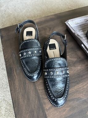 Dolce Vita Black Studded Slingback Loafers